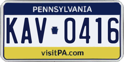 PA license plate KAV0416