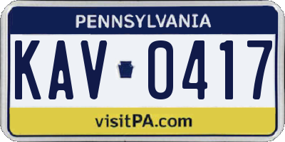 PA license plate KAV0417