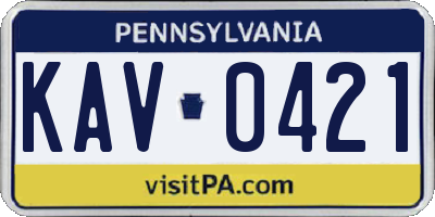 PA license plate KAV0421