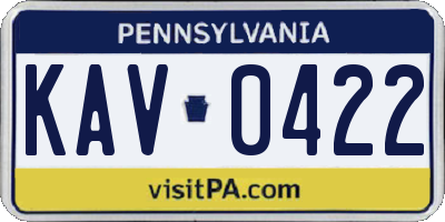 PA license plate KAV0422