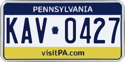 PA license plate KAV0427