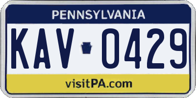 PA license plate KAV0429