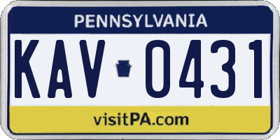 PA license plate KAV0431