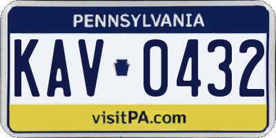 PA license plate KAV0432
