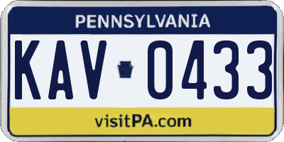 PA license plate KAV0433