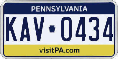 PA license plate KAV0434