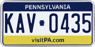 PA license plate KAV0435