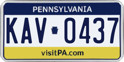 PA license plate KAV0437