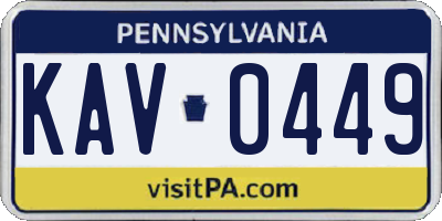PA license plate KAV0449