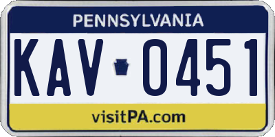 PA license plate KAV0451