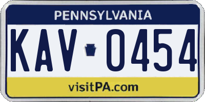 PA license plate KAV0454