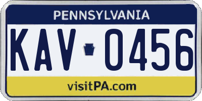 PA license plate KAV0456