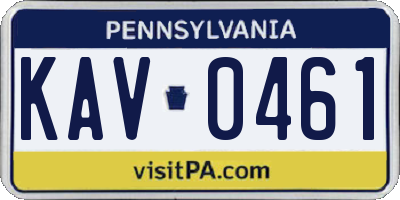 PA license plate KAV0461