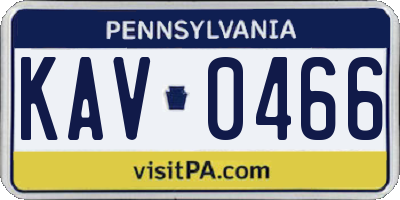 PA license plate KAV0466