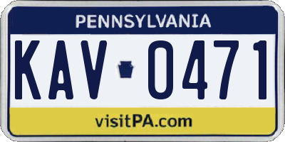 PA license plate KAV0471