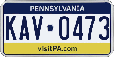 PA license plate KAV0473