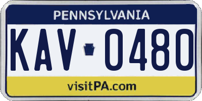 PA license plate KAV0480