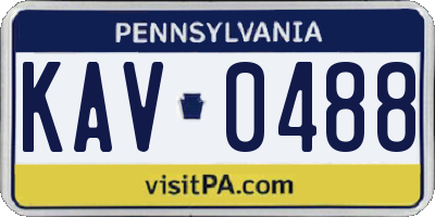 PA license plate KAV0488