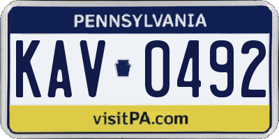 PA license plate KAV0492