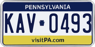 PA license plate KAV0493