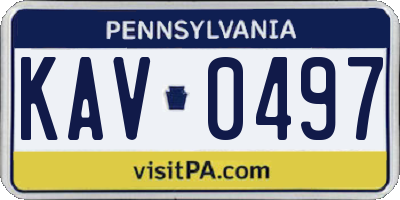 PA license plate KAV0497