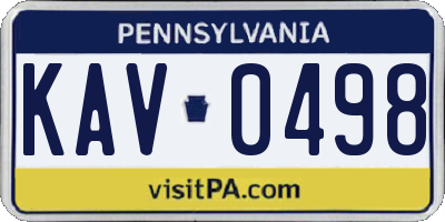 PA license plate KAV0498