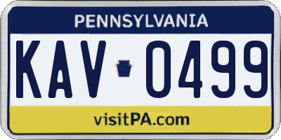 PA license plate KAV0499