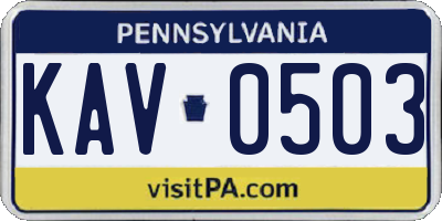 PA license plate KAV0503