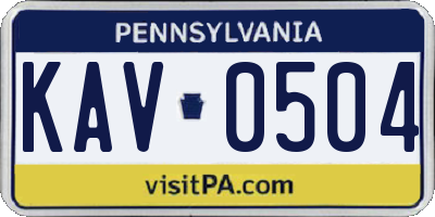 PA license plate KAV0504