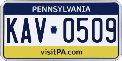 PA license plate KAV0509