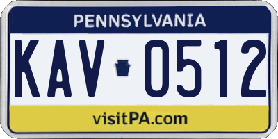 PA license plate KAV0512