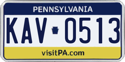 PA license plate KAV0513