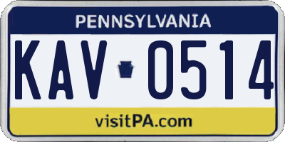 PA license plate KAV0514