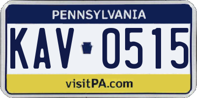 PA license plate KAV0515