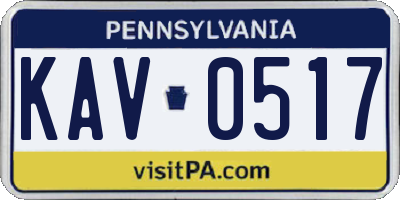 PA license plate KAV0517