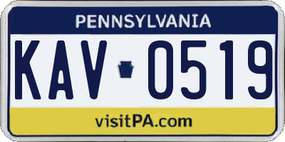 PA license plate KAV0519