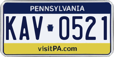 PA license plate KAV0521