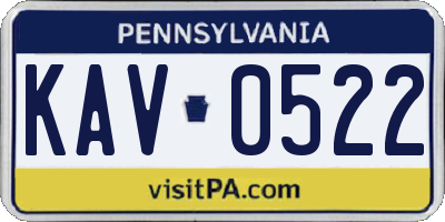 PA license plate KAV0522