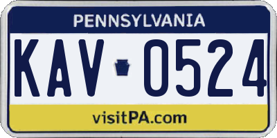 PA license plate KAV0524