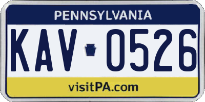 PA license plate KAV0526