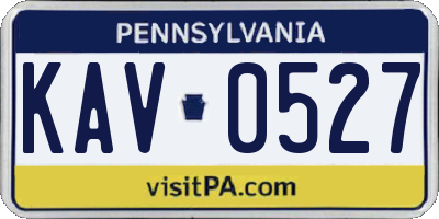 PA license plate KAV0527
