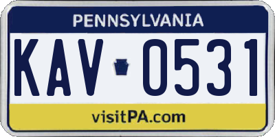 PA license plate KAV0531