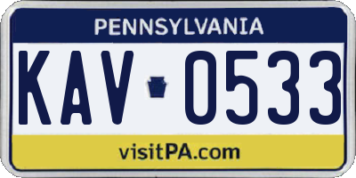 PA license plate KAV0533