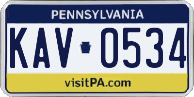 PA license plate KAV0534