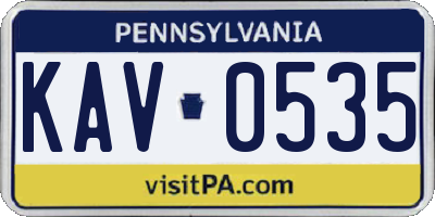 PA license plate KAV0535