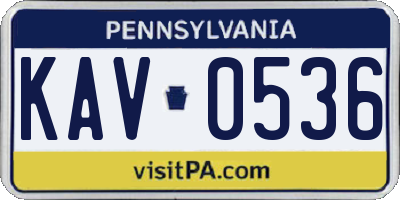 PA license plate KAV0536