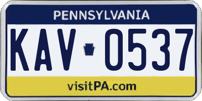 PA license plate KAV0537