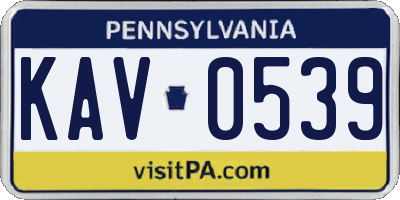 PA license plate KAV0539