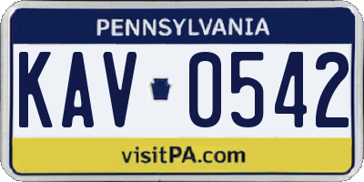 PA license plate KAV0542