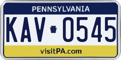 PA license plate KAV0545